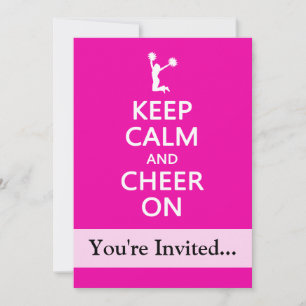Convite Fique calmo e animado, Cheerleader rosa