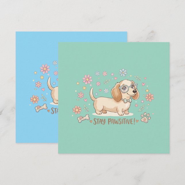 Convite Fique Pawsitivo Cachorrinho Fofo (Frente/Verso)