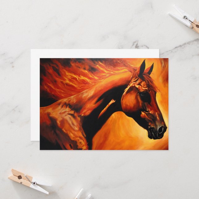 Convite fire horse, horse, animals, flame, fire (Frente/Verso In Situ)