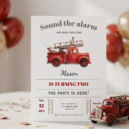 Convite Fire Truck Birthday Invitation Sound the Alarm