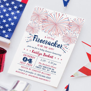 Convite Firecracker A Caminho! chá de fraldas De 4 De Julh
