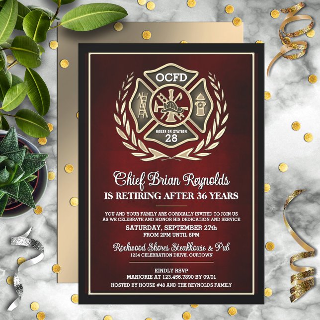 Convite Firefighter Retirement Party Invitation (Criador carregado)