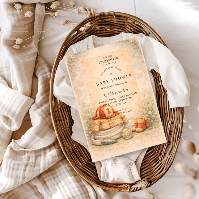 Convite Firefighter Theme Baby Shower (Criador carregado)
