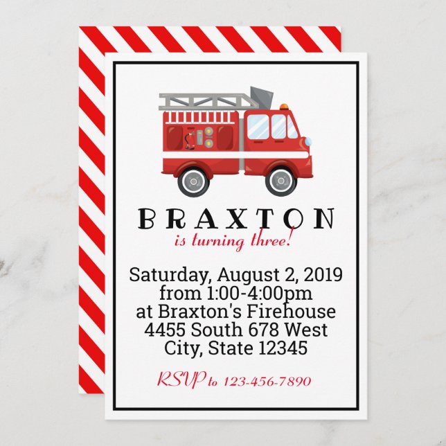 Convite Fireman Birthday (Frente/Verso)