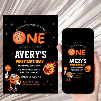 Convite First birthday Basketball Invitation