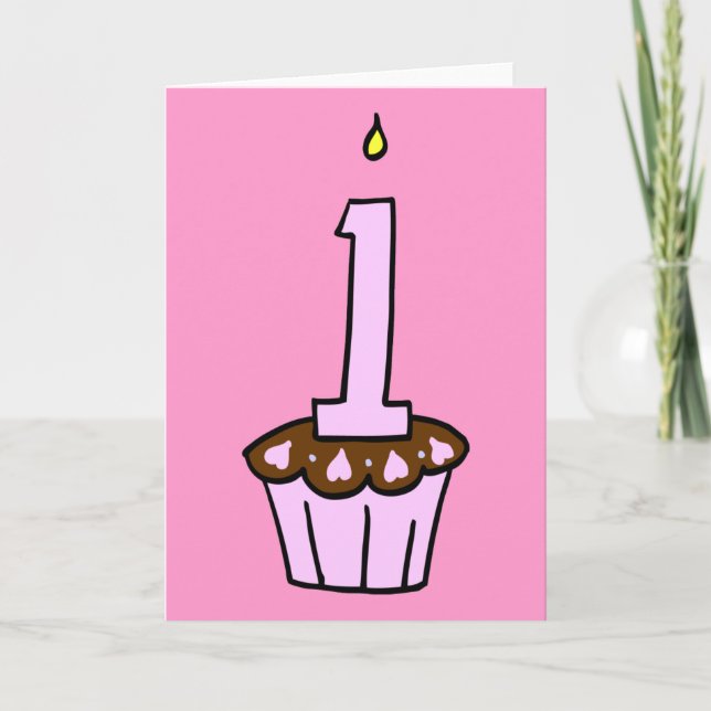 Convite First Birthday Cupcake Party Invitations and Cards (Frente)
