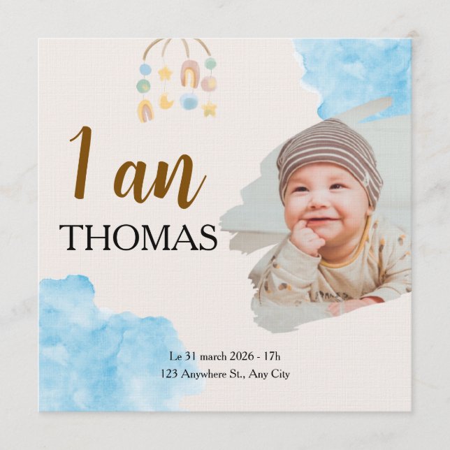 Convite First birthday invitation for the boys of Camp One (Frente)