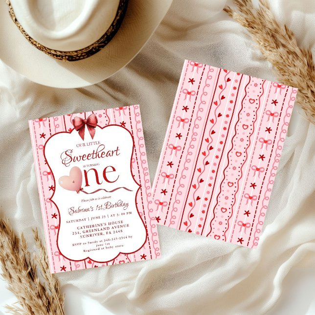 Convite First Birthday valentine baby birthday party (Criador carregado)