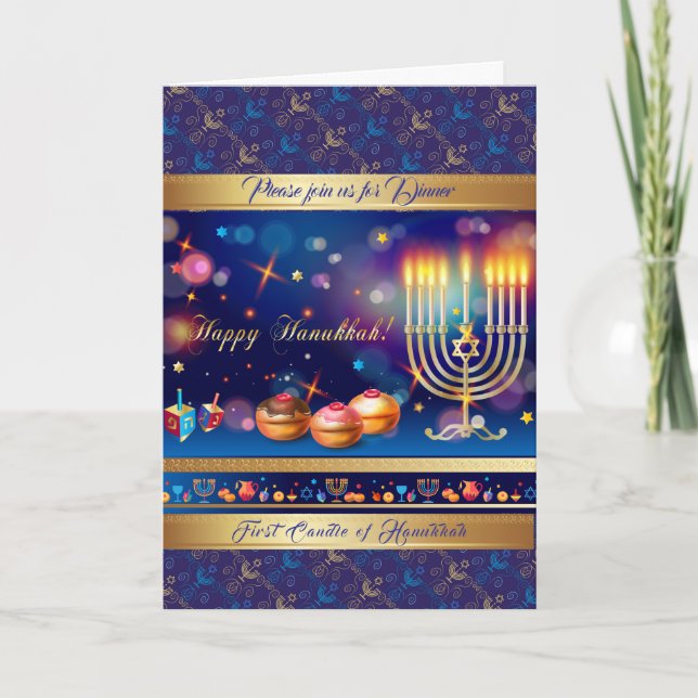 Convite First Candle of Hanukkah Festival of lights Party (Frente)