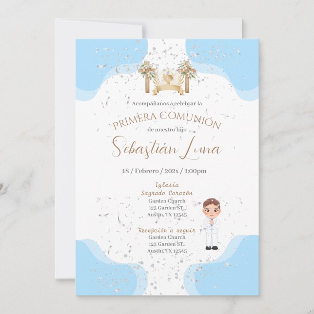 Convite First Communion Invitation Boy (Frente)