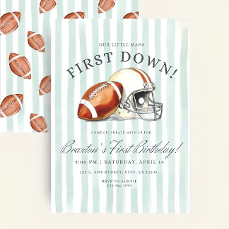Convite First Down Birthday Evite, Editable Football Invit
