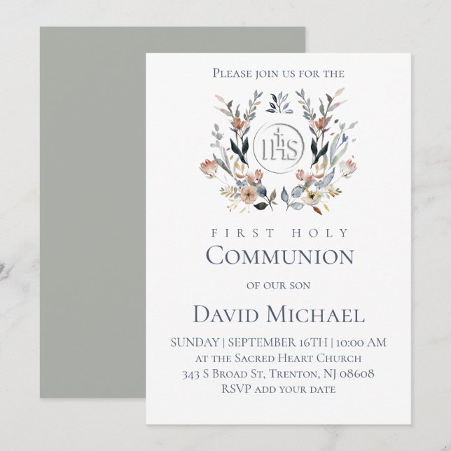 Convite First Holy Communion  (Frente/Verso)