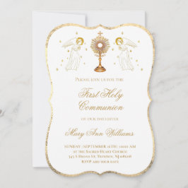 Convite First Holy Communion catholic angels Eucharist