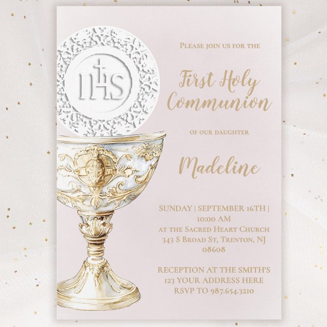 Convite  First Holy Communion Chalice Host (Criador carregado)