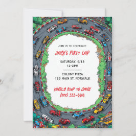 Convite First Lap Boy's First Birthday Invitation