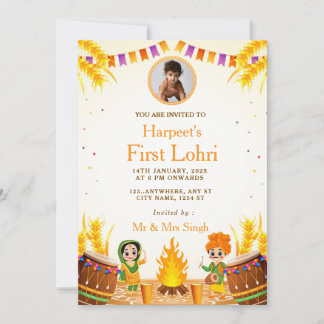 Convite First Lohri Celebration Card with Photo
