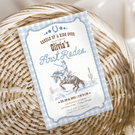 Convite First Rodeo 1st Birthday Blue Western