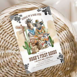 Convite First Rodeo 1st Birthday Cute Animals Wild West