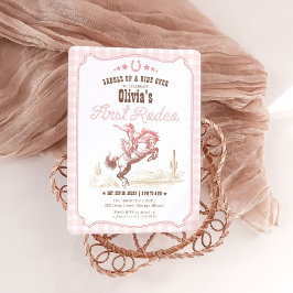 Convite First Rodeo 1st Birthday Girl Western Cowgirl 