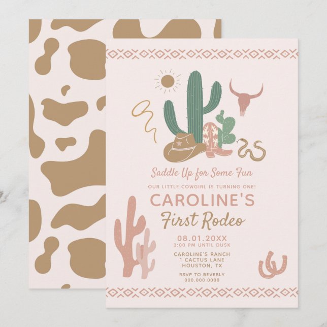 Convite First Rodeo Birthday Invitation (Frente/Verso)