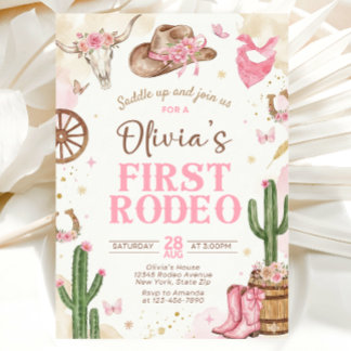 Convite First Rodeo Birthday Invitation Girl