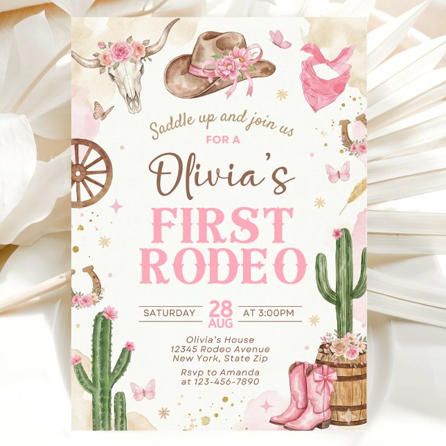 Convite First Rodeo Birthday Invitation Girl (Criador carregado)