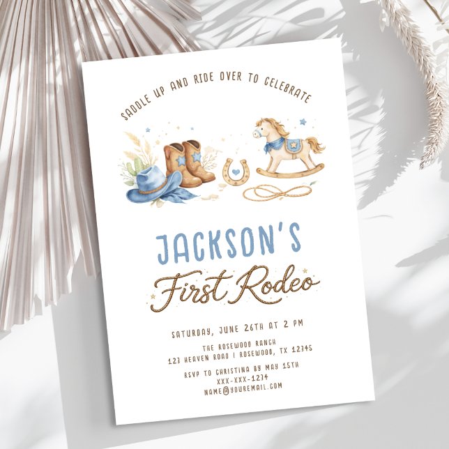 Convite First Rodeo Cowboy 1st Birthday Invitation (Criador carregado)