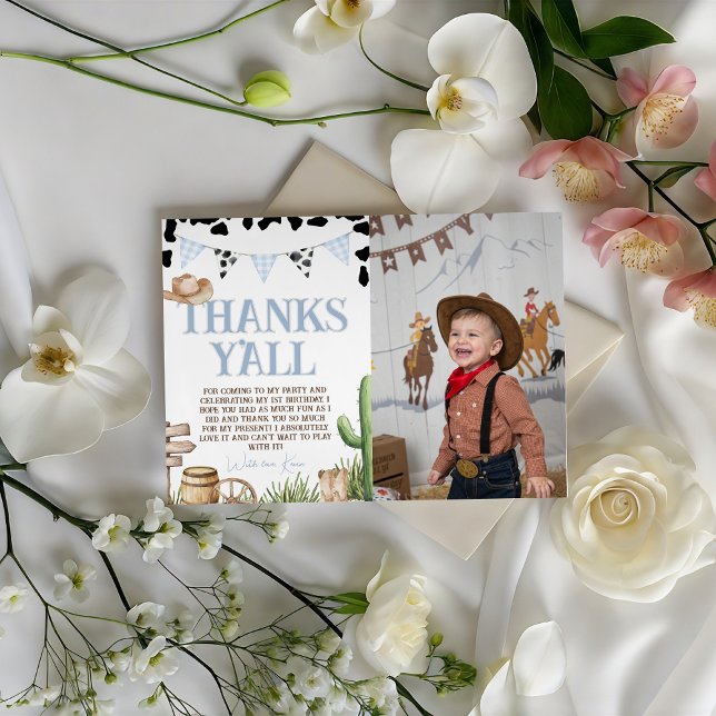 Convite First Rodeo Cowboy Thank You Card Photo (Criador carregado)
