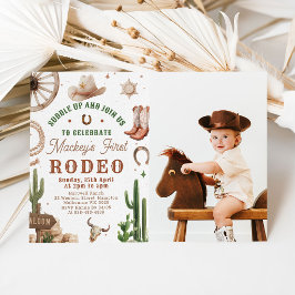 Convite First Rodeo Western Cowboy 1st Birthday Invitation