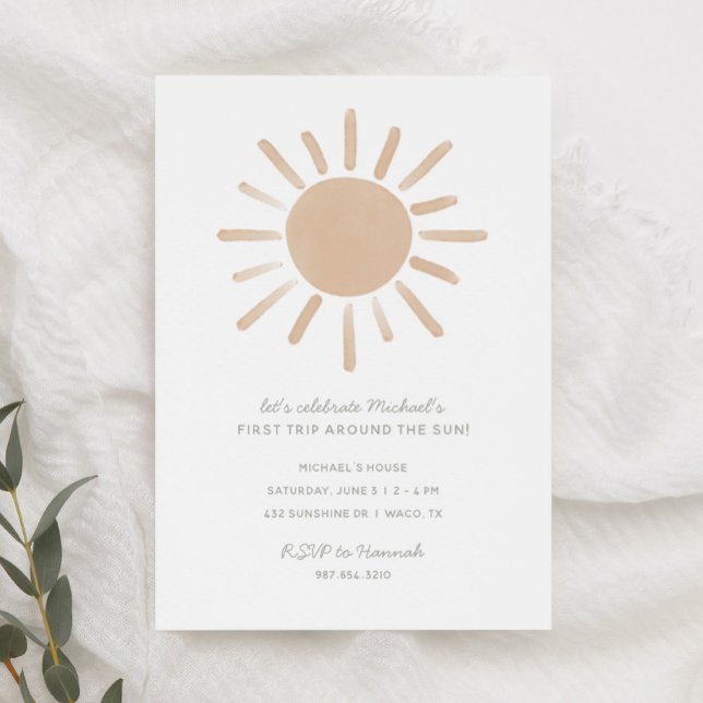 Convite First Trip Around the Sun 1st Birthday Invitation (Criador carregado)