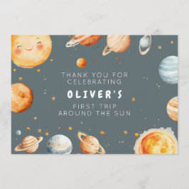 Convite First Trip Around the Sun Birthday Thank You Card