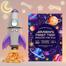 Convite First Trip Around the Sun Galaxy Outer Space