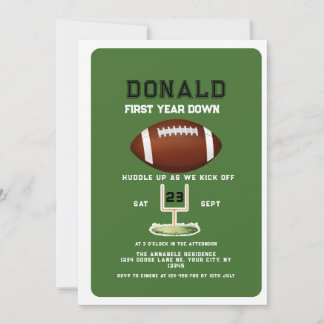 Convite First Year Down Football 1st Birthday 