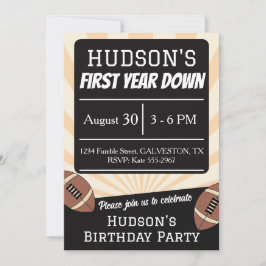 Convite First Year Down Football Birthday Party Invitation