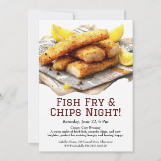 Convite Fish Fry & Chips – Casual Seafood Party Invitation