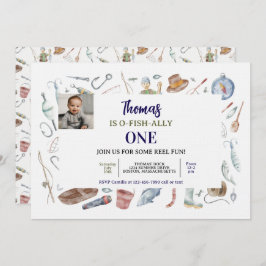 Convite Fishing 1st Birthday Invitation | O-Fish-Ally One 