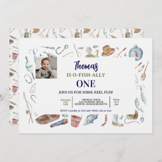 Convite Fishing 1st Birthday Invitation | O-Fish-Ally One