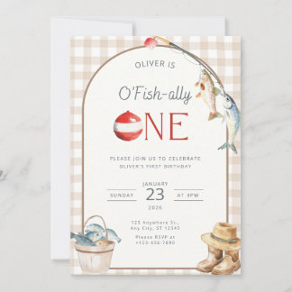 Convite Fishing 1st Birthday Invitation O Fishally One