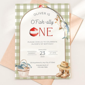 Convite Fishing 1st Birthday Invitation O Fishally One Inv
