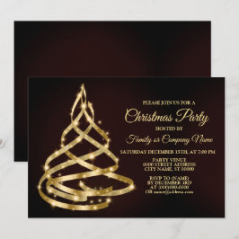 Convite Fita Árvore Brilhante Dourada Festa de Natal