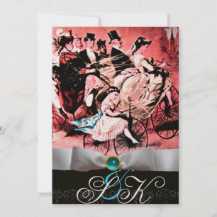 CONVITE FITA BRANCA ÁGUA AZUL PRETO DAMASCO MONOGRAMA