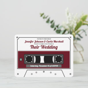 Convite Fita Cassete Retro Vinho Casamento Vermelho