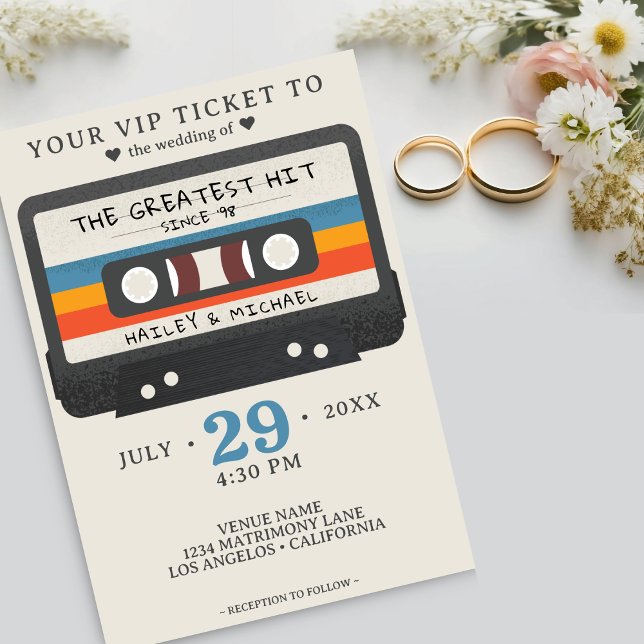 Convite Fita Cassete Retroativa O Casamento De Maior Acert (Retro Cassette Tape The Greatest Hit Wedding Invitation)