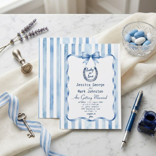 Convite Fita Coquete Azul Pastel Faixa Casamento Western