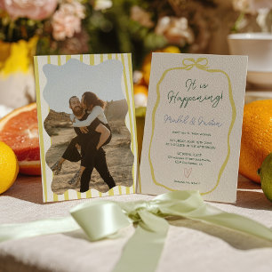 Convite Fita de Arco de Fotografia de Casamento Amarelo Ve