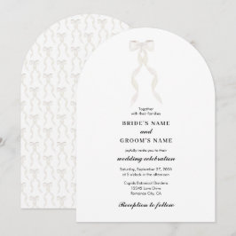 Convite Fita de Casamento Elegante de Fita de Arco Branco