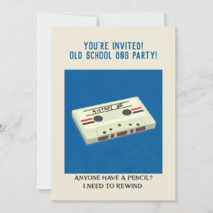 Convite Fita de cassete Retro Engraçada Volta com Lápis