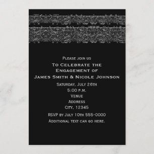 Convite Fita de cetim elegante escuro casamento gótico ele