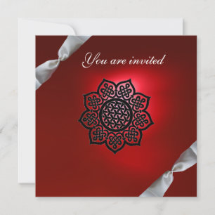 Convite fita de evento mágico branco vermelho champanhe