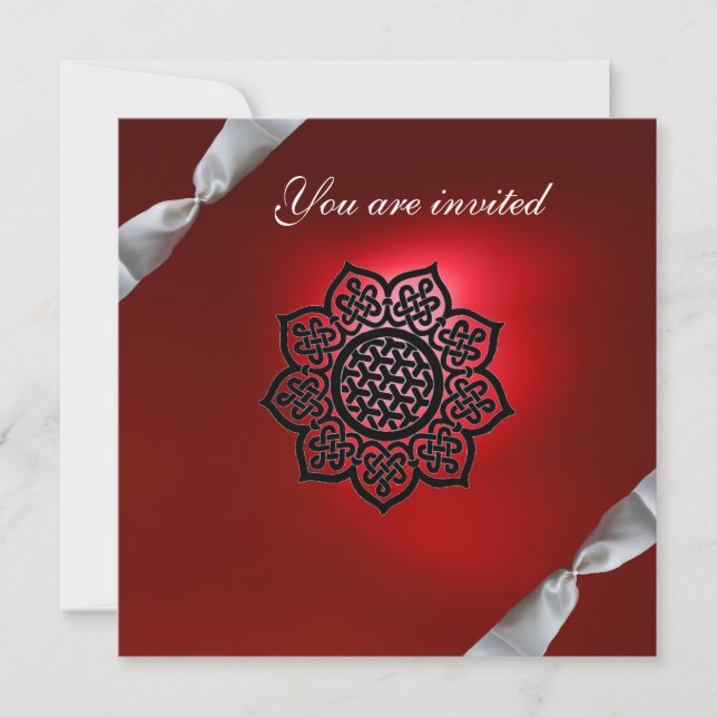 Convite fita de evento mágico branco vermelho champanhe (Frente)